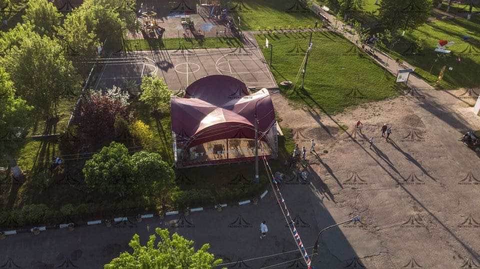 Фото - готовый проект, арочный шатер, Вербилки, вид сверху, купол